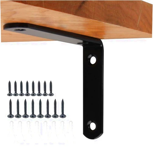 Jiyocy 4 Pieces Black L Shelf Bracket, Steel Heavy Duty Corner Brace,Joint Angle Bracket Wall Hanging Floating Shelf Bracket for Decorative, 4 Inch/100x64x3.5mm (4, 4 Inch)