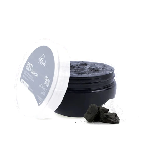 SALTHERAPY LABORATORY salTherapy Coal Salt Body Scrub - Korean Mineral Sea Salt Body Scrub For Sensitive Skin | Gentle Salt Scrub For Body | Deep Cleansing Body Exfoliator For Women and Men(10.58oz)