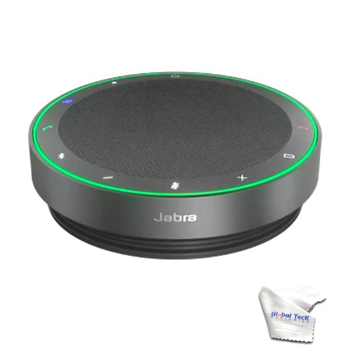 Global Teck Worldwide Jabra Speak2 75 MS (Teams) Bluetooth Speakerphone, Compatible with PC, Mac, Smartphone & Tablet - for Conferencing, Distance Learning, Remote Work, School, Streaming, GTW Microfiber Cloth