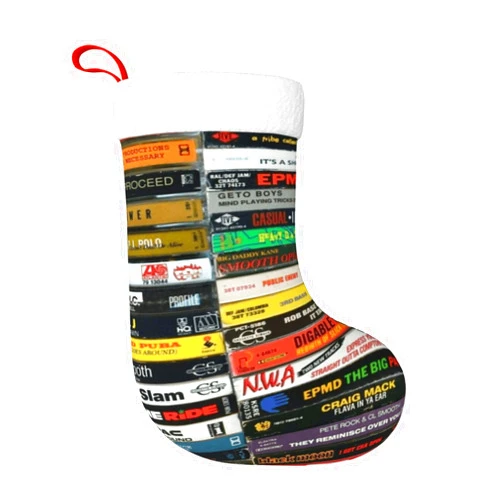 Wreioau Old 80s 90s Hip Hop Tapes Christmas Stockings Fireplace Hanging Socks Christmas Decorations Xmas Stockings Holders Ornament for Farmhouse Home Decor,Family Holiday Party Gift