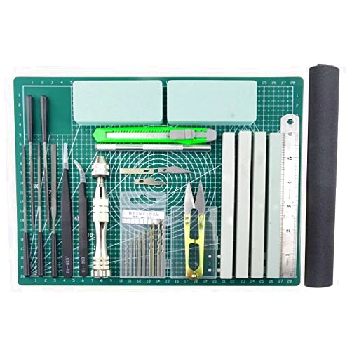 BXQINLENX Professional 25 PCS Model Tools Kit Modeler Basic Tools Craft Set Hobby Building Tools Kit for Gundam Car Model Building Repairing and Fixing (E)