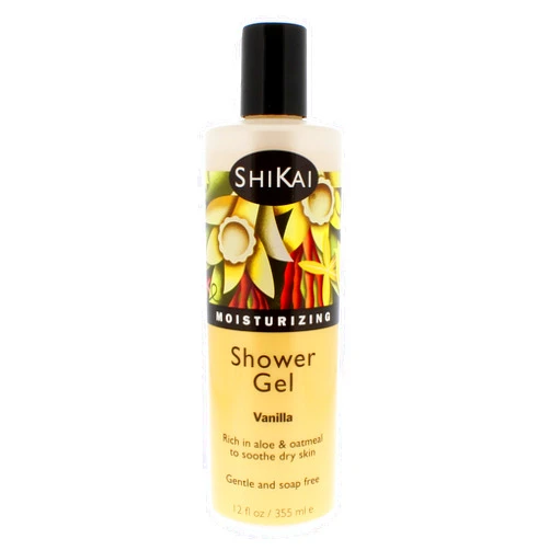 ShiKai Daily Moisturizing Shower Gel (Vanilla, 12oz) | With Hydrating Aloe Vera & Oatmeal | Scented Body Wash for Dry Skin Relief