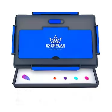 Game Envy Exemplar Wet Palette for Art and Miniature Painting - Full Seal with Vent, 6.25x9.6-inch Large Palette Area - Built-in Brush Storage - 50 Palette Paper Sheets, 2 Sponges, Dry Palette - Blue Blue/Gray