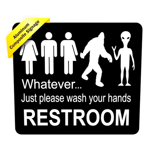 Work House Signs Just Please Wash Your Hands Bathroom Signs | Bigfoot Alien Sign - Inclusive Sign - Bathroom Door Funny Signs - Bathroom Wall Decor - Kids Toilet - Bathroom Decorations - Restroom Sign - Home Signs - 8.5