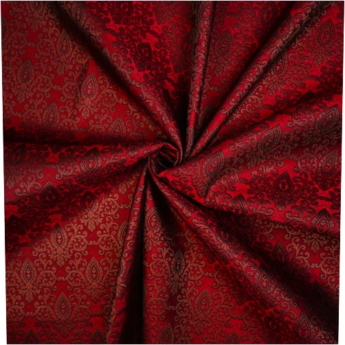 Eloria-décor Damask Embroidered Brocade Jacquard Sewing Apparel Making Fabric by The Yard Kurta Dress Apparel Cloth, Color: Red 1