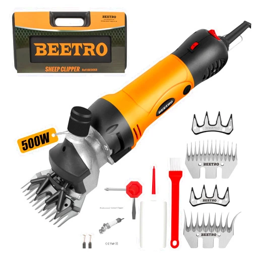 BEETRO 500W Electric Professional Sheep Shears, 6 Speeds Sheep Clippers, with Extra Two Sets of Blades