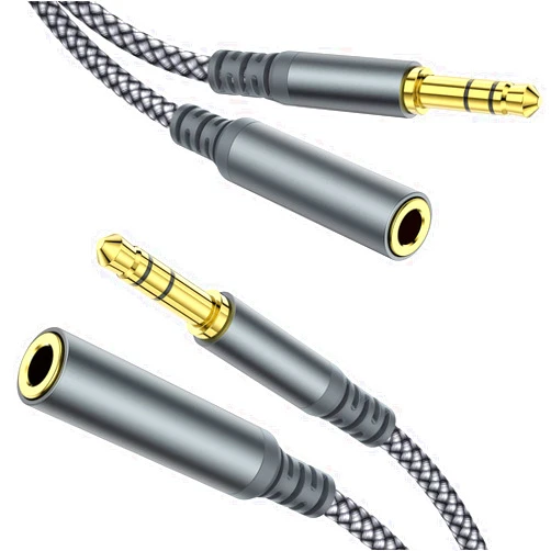 MCSPER Headphone Extension Cable, [2-Pack, 6.6ft Hi-Fi ] 3.5mm Extension AudioMale to Female Aux Adapter Hi-Fi Sound Stereo Extender Cord for Headset, iPhone, iPad, Smartphones, Tablets & More (Grey)