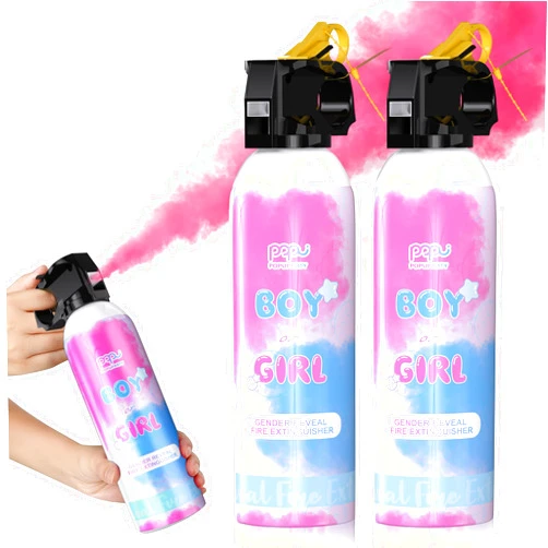 POPUPARTY 2 Pack Pink Gender Reveal Fire Extinguisher Color Blasters for Baby Girl Gender Reveal Party, Decoration