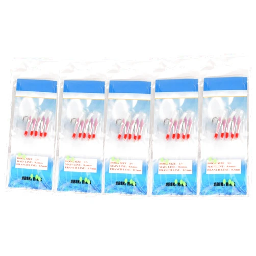 HEXJOZEI Sabikirigs Set Bait Rigs Saltwater Fishing Hooks, 25 Pieces, White, J-Hook, Curved, Attracts Big Fish, Fresh & Saltwater, Carp, Bream, Yellowtail, Perch, Trout