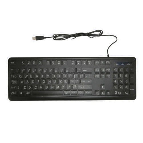 Lazmin112 Large Letter Print Keyboard, 104 Keys Standard Full Size USB Wired White LED Backlit Computer Keyboard Luminous Version, Large Font, Wired Keyboard