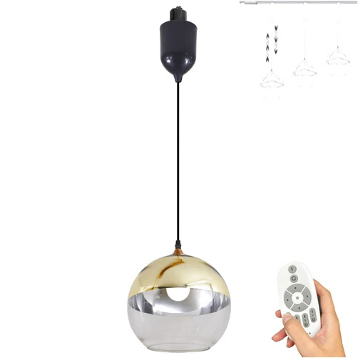 SKIVTGLAMP Adjustable Hanging Height J Type Track Light Modern Pendants Vintage Gold Globe Glass Shade 4 Ft Cord, Smart Bulb, 2200K-6500K Track Mount Timer for Kitchen Island Table Top