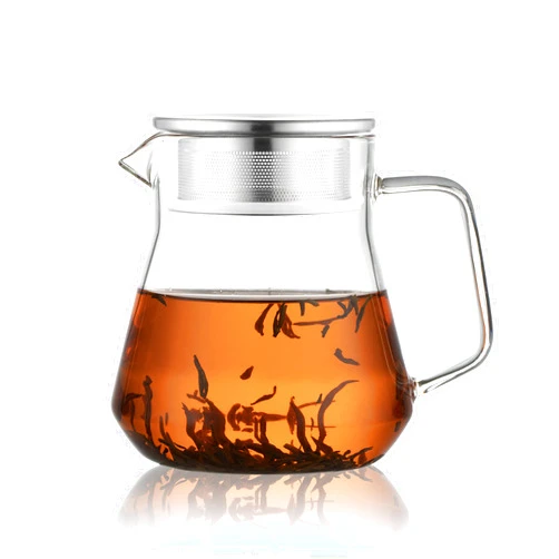 CNGLASS One-Touch Glass Tea Maker,20oz(600ml) Glass Teapot and Kettle with Stainless Steel Filter Lid,Borosilicate Glass Tea Pot for Loose Leaf Tea