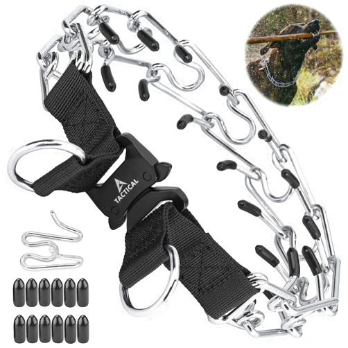 DEYACE Prong Collar for Dogs, Adjustable Quick-Release Metal Buckle Pinch Collar for Dogs, Stainless Steel Choker Collar (S/Neck Girth 11.2