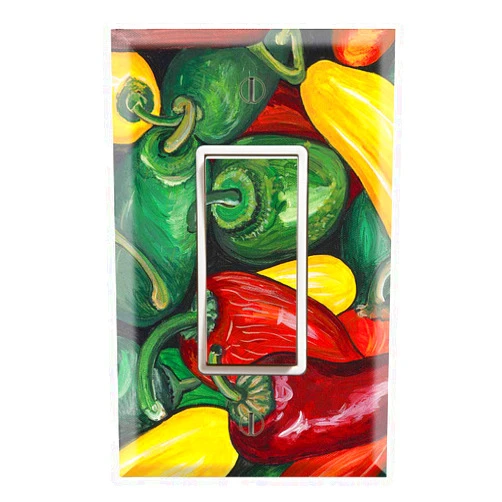 DecalSkin Graphics Wallplates - Hot Chile Pepper Pattern - Single Rocker/GFCI Outlet Wall Plate Cover