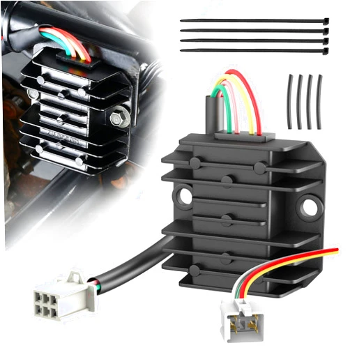 RUTU 4 Wire full wave Universal Voltage Regulator Rectifier Replacement - Boat Motor, Motorcycle, GY6 50 150cc Scooter, Moped, Go Kart, TAOTAO, ATV Rectifier- AC to DC Rectifier 12v Voltage Regulator