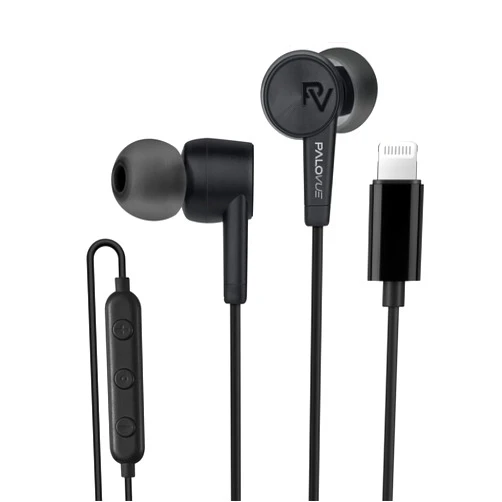 PALOVUE iPhone Headphones Earbuds Earphones wtih Lightning Connector Apple MFi Certified Compatible 14 13 12 11 Pro Max X XS XR 8 7 Plus with Microphone Controller SweetFlow Black