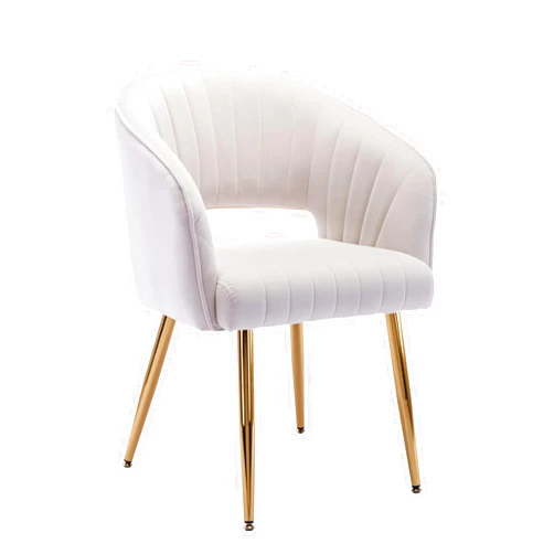 KCC Modern Velvet Desk Chair Accent Armchair Upholstered Tufted Chairs Dining Chairs, Tufted Vanity Chairs Side Chairs with Gold Metal Legs for Dinging Room Living Room Restaurant,1 PC &Cream