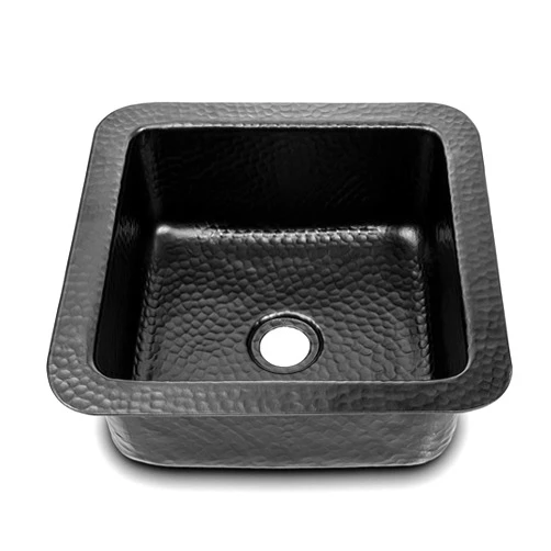 Monarch Abode 19193 Matte Black Hand Hammered Glasgow Dual Mount Bar Prep Sink - 12 Inches - Black Hammered Small Bar Sink - Hammered Metal Bar Sink - Undermount Bar Sink - Small Metal Sink