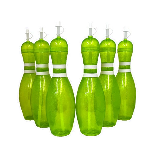 Sierra Novelty Bowling Stuff Large Bowling Pin Water Bottles Green - 6 Pack