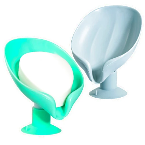 GVIOOEI Soap Holder Soap Dish Self Draining Soap Holder，Bar Soap Holder,Leaf Shape Soap Holder，Soap Saver, Extend Soap Life, Keep Soap Bars Dry Clean （Green + Gray） 2PCS