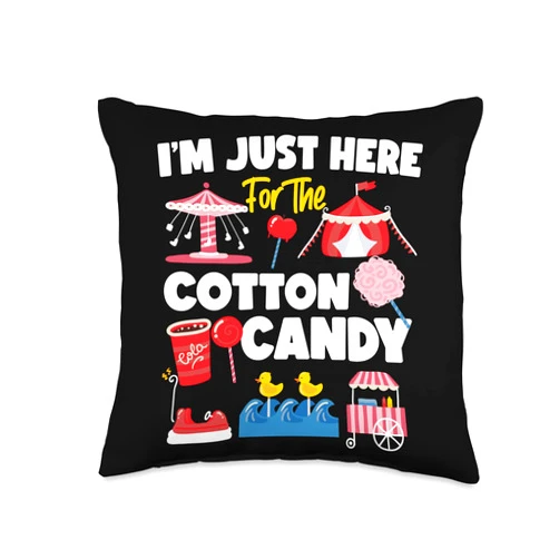 County Fair And State Fair Designs for Kids County Fair: I'm Just Here for The Cotton Candy Throw Pillow, 16x16, Multicolor