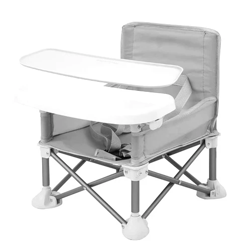 PandaEar Portable Baby Seat Travel| Compact Fold with Straps for Indoor/Outdoor Use| Great for Camping, Beach, Lawn |Toddlers, Kids, Boys, Girls (Grey with Placemat)