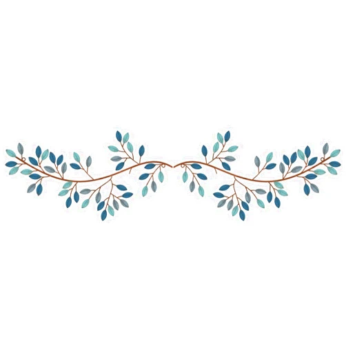 Hotop 2 Pieces Metal Tree Leaf Wall Decor Vine Olive Branch Leaf Wall Art Wrought Iron Scroll Sculptures Above the Bed, Living Room, Outdoor Decoration(Classic Style,Blue)