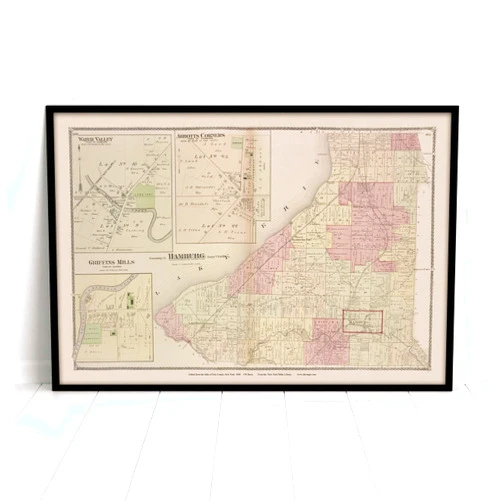 MG Global Historical Poster Hamburg 1880 Erie County New York Water Valley Abbotts Corners Griffin Mills (Aurora) NY | 11x17 12x18 16x24 24x36 Unframed Print Wall Art Gift | Vintage Home Office Decor