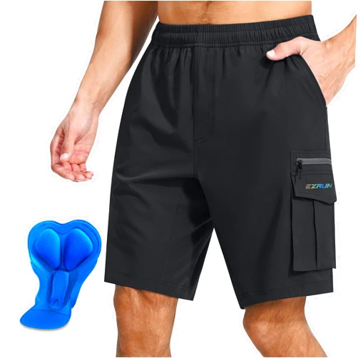 EZRUN Men's Mountain Bike Shorts 3D Padded Bicycle Biking Shorts Quick Dry Lightweight MTB Cycling Shorts
