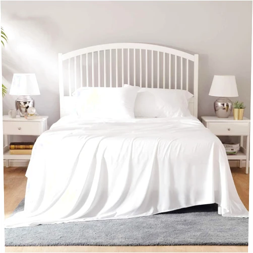 Kotton Culture 100% Natural Cotton Bed Sheet Set - Fitted Sheet, Flat Sheet and Pillowcase Set - Cooling, Breathable, Soft 4-Piece Bedding (King, White)