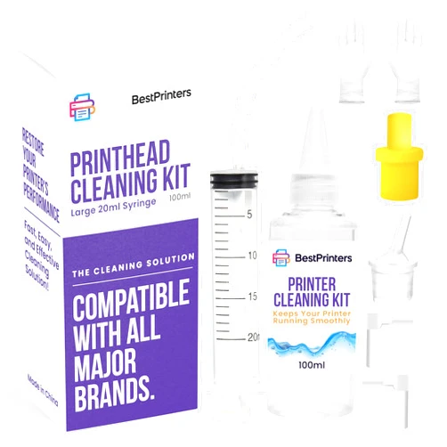 Best Printers Best Printer Cleaning Kit for Epson, HP | Brother Inkjet Printhead Cleaning Kit | Inkjet Printer Head Cleaner | Printer Head Cleaning Kit with LARGE 20ml Syringe - 100ml Printer Cleaning Fluid