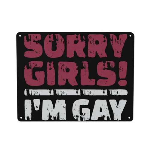 Zenladen2866 Sorry Girls I'm Gay Metal Tin Signs Wall Decor Vintage Iron Painting Plaque Poster for Cafe Bar Restaurant Shop 30x40cm