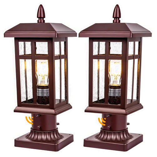 Brilvibera Bronze Post Lights Dusk to Dawn 2 Packs, Outdoor Post Mount Outdoor Light Fixtures, Bronze Patio Pole for Lights Waterproof, Outdoor Lamp Post Light Fixture for Path Garden Yard Patio