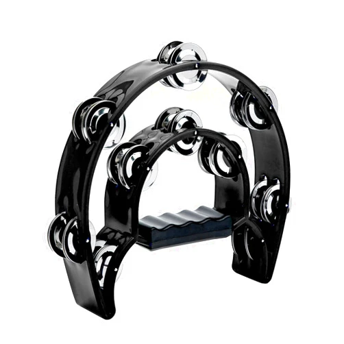 Musfunny Tambourine Double Row Metal Jingles Hand Held Percussion Half-Moon Tambourines Musical Instrument Gifts for Kids, Adults, Party - Black