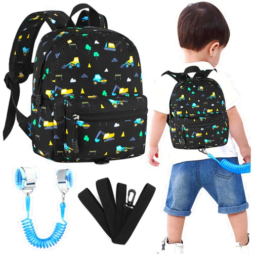 Accmor Toddler Backpack Leash, Mini Child Backpack with Anti Lost Wrist Link, Cute Kids Backpack Walking Harness for Outdoor Travel, Adorable Excavator Backpack Tether for Baby Boys Girls Ages 1-3