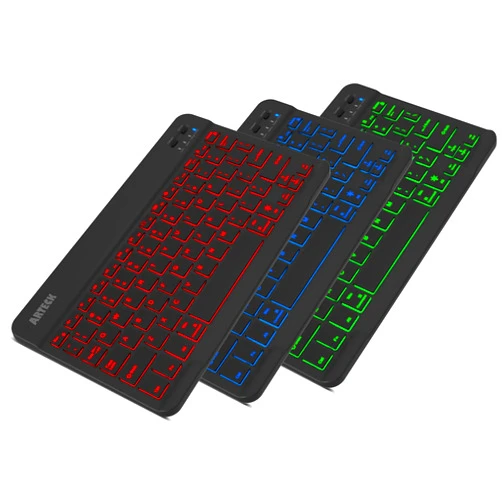 Arteck Universal Backlit 7-Colors Ultra Light Slim Portable Wireless Bluetooth 3.0 Keyboard for iOS iPad Pro, Air, Mini, Android, Windows Tablets PC Smartphone Built in Rechargeable 6-Month Battery