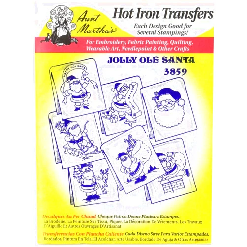 Aunt Martha's Jolly Ole Santa Aunt Martha's Hot Iron Embroidery Transfer
