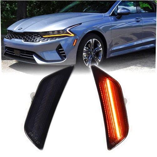 KENRTIR Front Bumper Side Marker Light for 2021 2022 2023 2024 Kia K5 Smoked Lens Amber LED Lamp