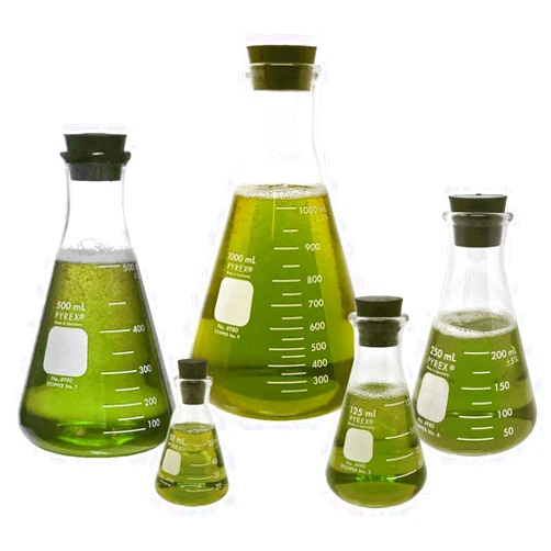 Corning Pyrex #4980-PACK(RS), Narrow Mouth Erlenmeyer Flask Set with Rubber Stoppers, 5 Sizes - 50, 125, 250, 500, 1000ml
