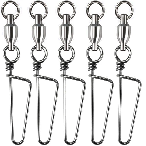 Faveten Fishing Accessories, Fishing Swivels with Coastlock Snap, High Strength Stainless Steel Fast Change Lures for Fishing Line Leader Baits Hooks Weights (Test 60-280 Pound)