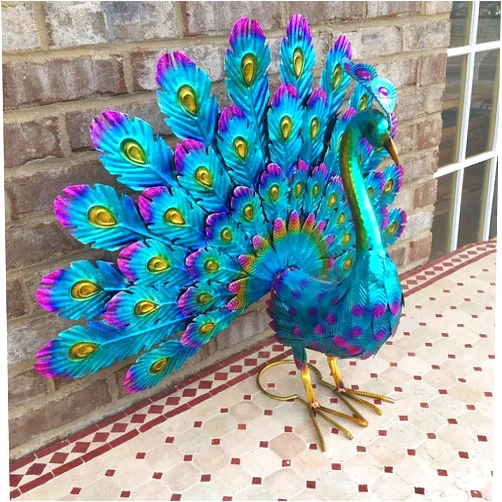 GravFinys Beautiful Peacock Statue Decor - 2023 Newest Metal Peacock Outdoor Beautiful Peacock Statue Garden Decor, Realistic Animal Peacock Outdoor Statue for Yard Home Art Lawn Decor
