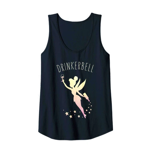 Fairy Drinkerbell Wine Designs Womens Drinkerbell Fairy Stars Cute Wine Drinking Tank Top