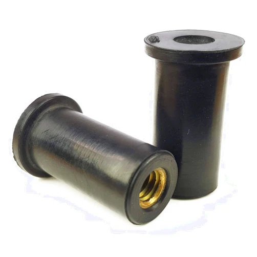 ALBANYCOUNTYFASTENERS EPDM Rubber Well Nuts Brass Insert Expansion Nut Metric Sizes M6-1.0 X 21.1MM (0.08mm - 4.7mm Grip) Qty 25