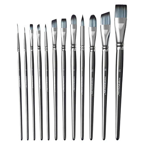 Transon Artist Paint Brush Set of 12 for Watercolor Acrylic Gouache Oil and Tempera Painting