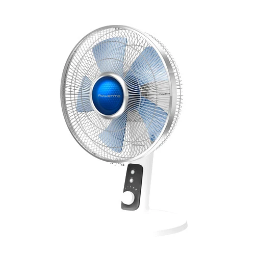 Rowenta, Desk Fan, Turbo Silence Table Fan, 12 Inches, Ultra Quiet Fan for Bedroom, Oscillating, Portable, 4 Speeds, Manual Turn Dial, White, Indoor, VU2730
