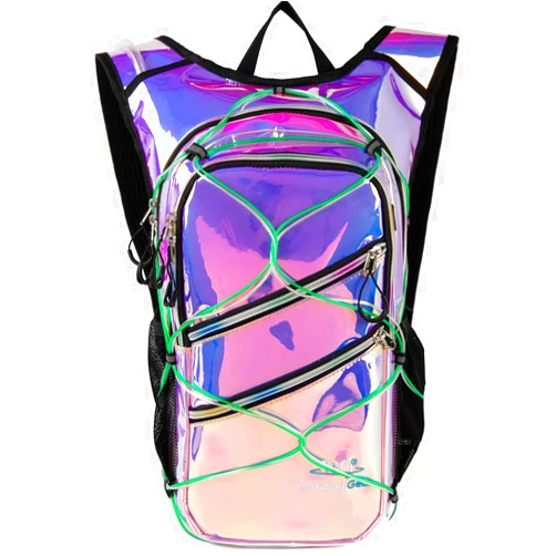 Mubasel Gear Hydration Backpack Pack with Cool Lights, 2L Water Bladder, Lightweight Bag for Running, Hiking, Bike, Climbing, Music Festival Essential, and Rave