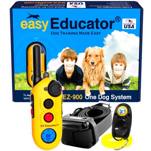 Educator EZ-900 E Collar for Dog Training with Remote - 1/2 Mile Range, Waterproof, 256 Blunt Stimulation Levels, Tone or Vibration Mode, Night Tracking Light for Small, Medium & Large Dogs