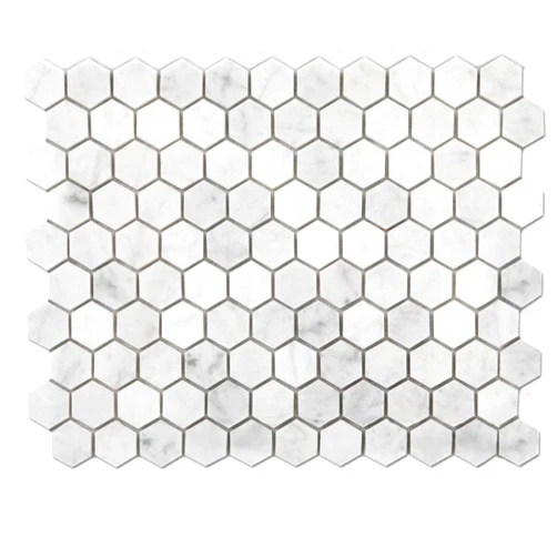Diflart Carrara White Marble Mosaic Tile, 1 Inch Hexagon, Honed, Italian Bianco Carrera Marble Backsplash Tiles for Kitchen Bathroom Wall Floor, Pack of 5 Sheets