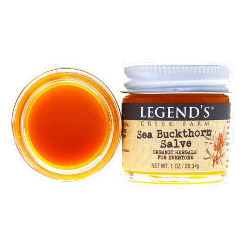 Legend's Creek Farm Herbal Salve - Healing Ointment with Sea Buckthorn Oil & St. John’s Wort - Natural Balm for Dry Skin & Skin Irritations - 1oz. Healing Balm Handmade in USA (Sea Buckthorn)