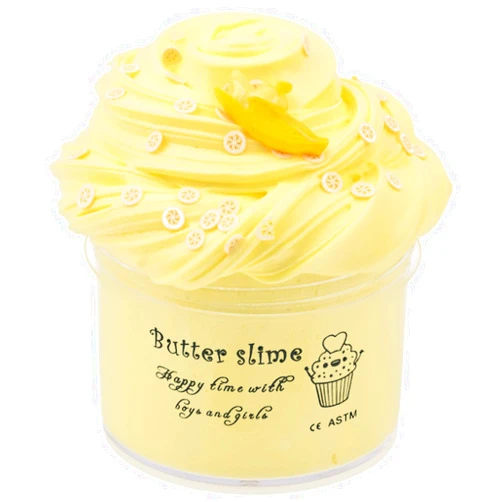 LUBIANZOU Banana Yellow Butter Slime 7OZ with Slices, 200ML Scented Premade Butter Slime for Kids Party Favors Non Sticky Stretchy DIY Toys for Girls Boys